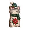 Whimsical Cat Room Decor Wooden Table Sign, Rustic Christmas Block Sign with Hat And Scarf, Retro Style Festive Ornament 2D Flat Vintage Farmhouse