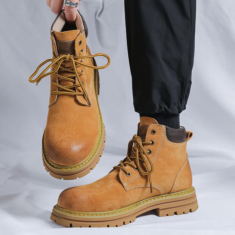 Martin boots men's 2024 new high-top rhubarb boots winter British style tooling velvet cotton shoes men's boots 2345-P