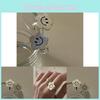 Trendy Adjustable Floral Matte Smile Sunflower Ring For Fashionable Womens Style