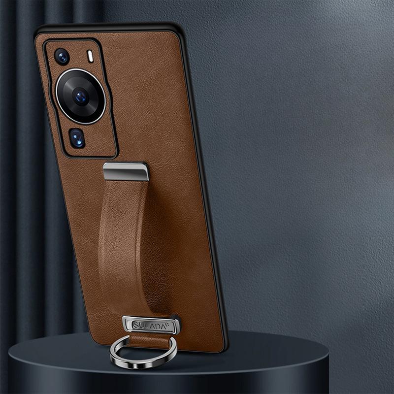 Suitable for Huawei Pura70pro Mobile Phone Case Ring Bracket Wristband P70ultra Anti-fall 70por Business Leather Case