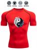 Mens White Compression Short Sleeve T-Shirt Yin Yang Graphic Quick Dry Breathable High Elasticity Gym And Running Athletic Top