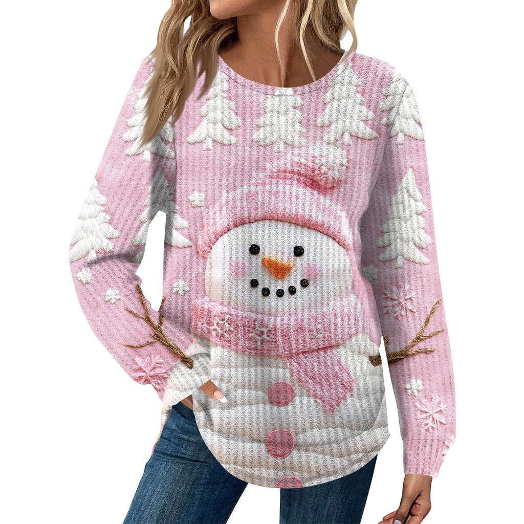 Dámská móda Dlouhý rukáv Vánoční Volný Dlouhý rukáv Kulatý výstřih Ležérní Top