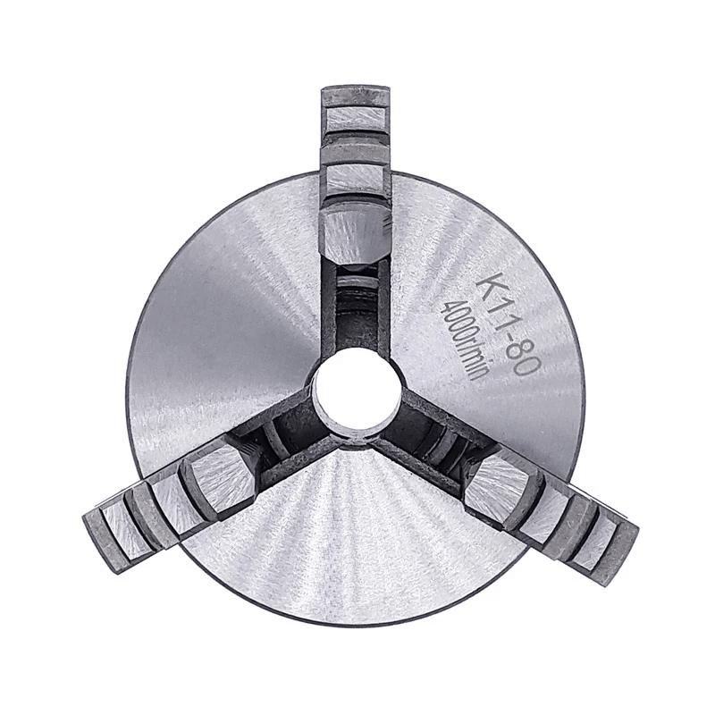 1Set K11 80 3-Jaw Lathe Chuck Manual Self-Centering Metal K11-80 Lathe Chuck With Jaws Turning Machine Tools Accessories