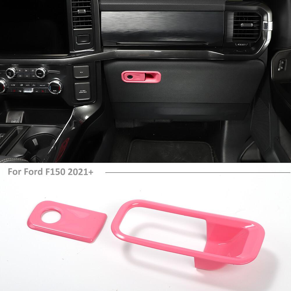 2pcs Passenger Co-pilot Storage Box Handle Cover Bezel For Ford F150 2021+ Pink