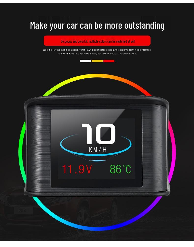 Auto Smart HUD: Tragbares Head-Up-Display mit HD-LCD und OBD-Fahrcomputer (P10)