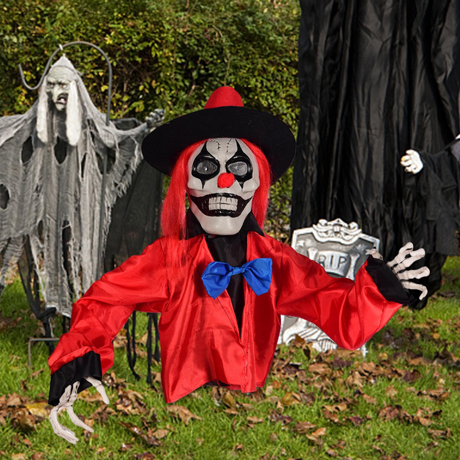 

Creepy Clown Ghost Lawn Stake with LED Eyes Outdoor Decoration for Garden, Patio, Decor No Sound