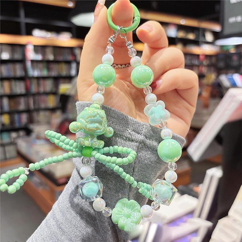 

Cute Bow Bubble Mart Beaded Mobile Phone Case Lanyard Mobile Phone Chain Simple High-End Bag Charm Earphone Bag Charm