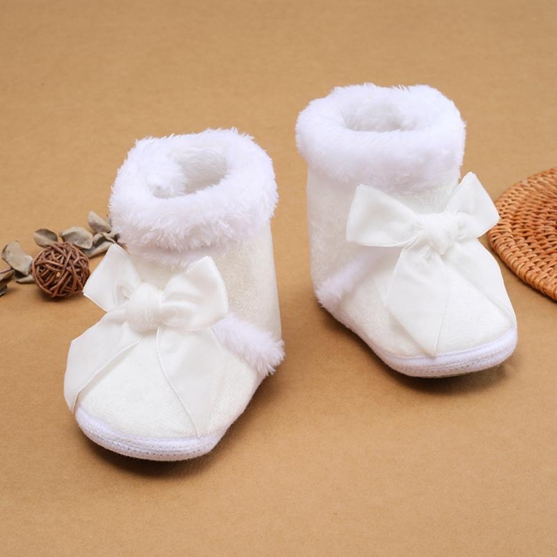 

New Fashion Comfortable Shoes Newborn Baby Girls Boys Soft Booties Solid Pompom Snow Boots Infant Toddler Newborn Warming Shoes 13 білий