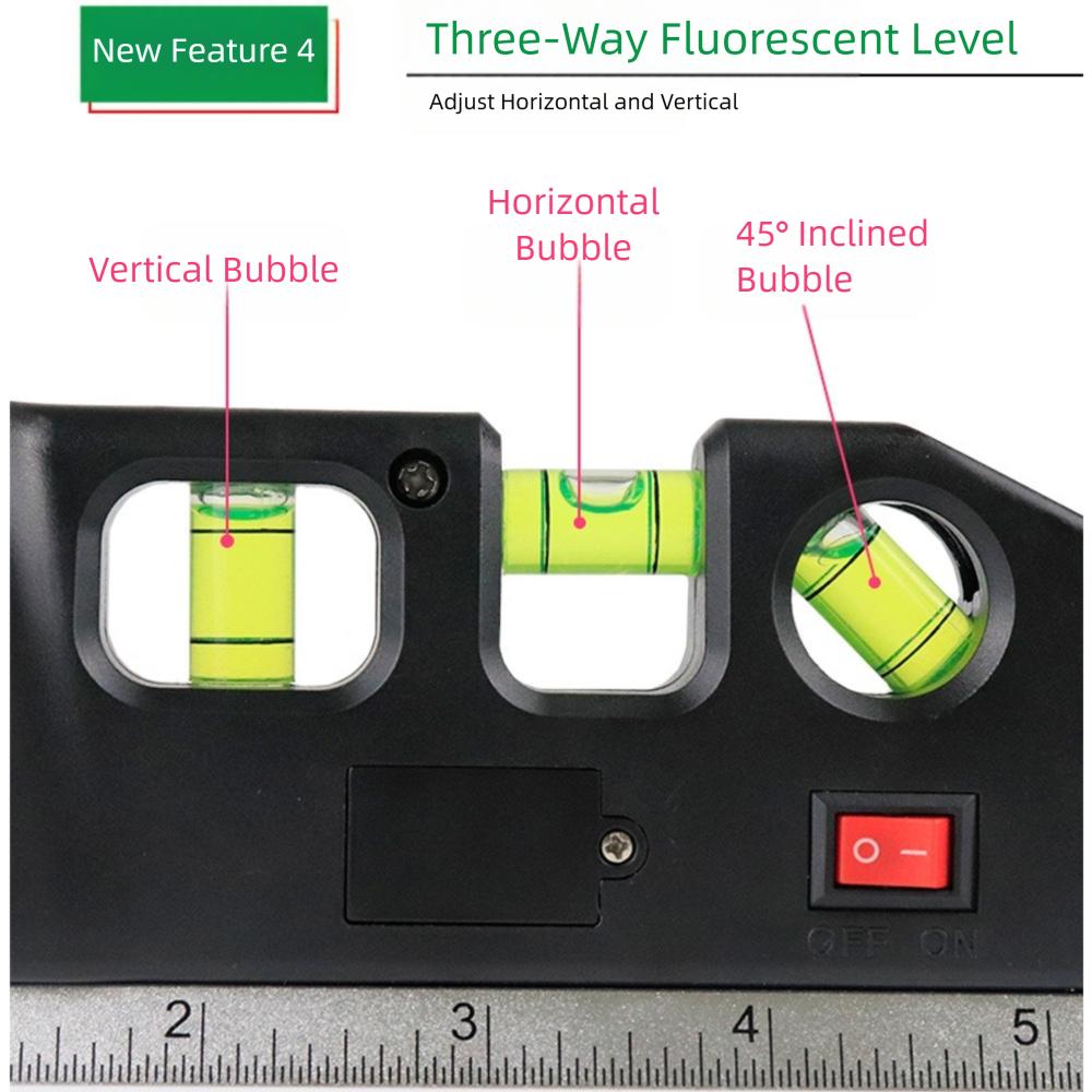 Nastavitelná laserová vodováha s ocelovým pravítkem, křížová laserová vodováha s přímkou, měřicí nástroje