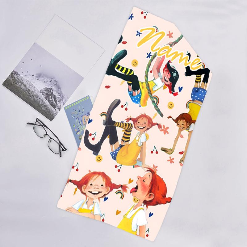 1pc Pippi Longstocking1 Beach Towel with Custom Name, Beach/Swimming/Bath/Picnic/Camping Towel, Suitable for Seaside Beaches