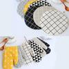1 Piece Fashion Nordic Cute Cotton Non - slip Yellow Gray Kitchen Cooking Baking BBQ Potholders Oven Mitts Microwave Gloves