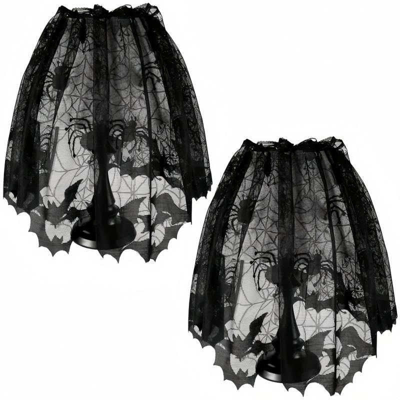 2 pieces of Halloween lampshade black lace spider web fabric lace spider web, Halloween themed party decoration