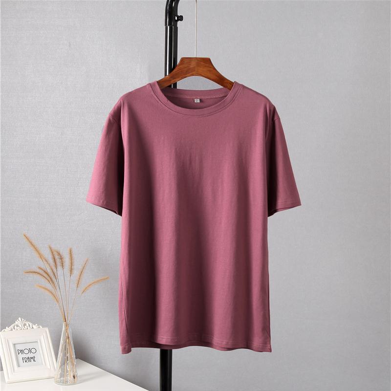 Hirsionsan Basic Cotton T Shirt Women Summer New Loose Solid Tees 19 Colors Casual Loose T Shirt Female Oversized O Neck Female Tops