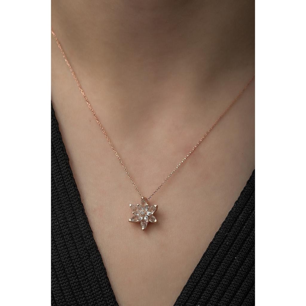 925 Sterling White Lotus Flower Necklace Women's Silver Necklace