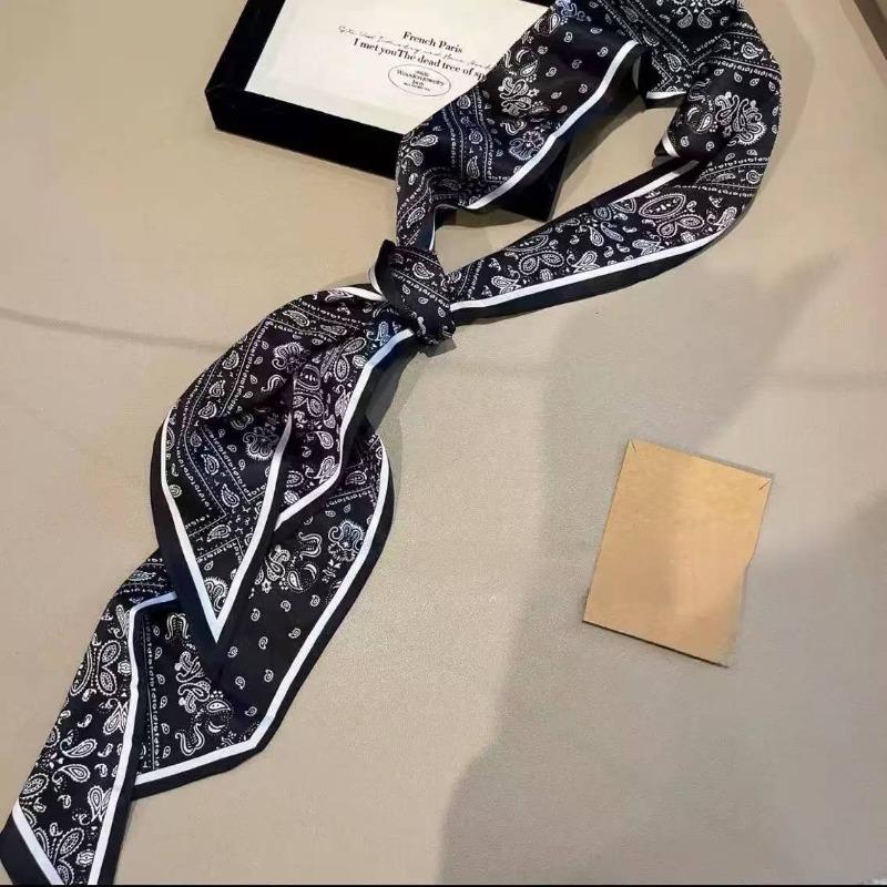 

Satin long silk scarf, new with shirt streamer, multi-functional belt, hair tie, high-end printed scarf.