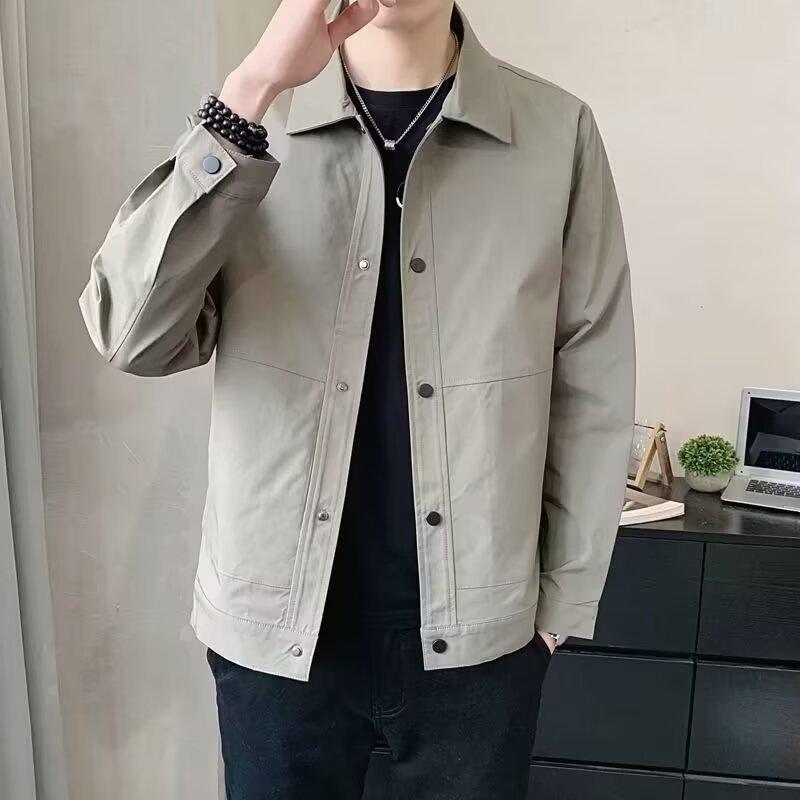 

New Spring and Autumn Jacket Men s Jacket Korean Style Young Slim and Handsome Casual Solid Color Lapel Versatile Top 5XL