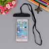 Transparent waterproof phone bag with classic style, touch screen access, neck strap for hot spring use.