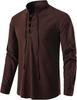 Men's Cotton Linen Henley Shirt - Beach Casual Stand Collar Long Sleeve (2024)