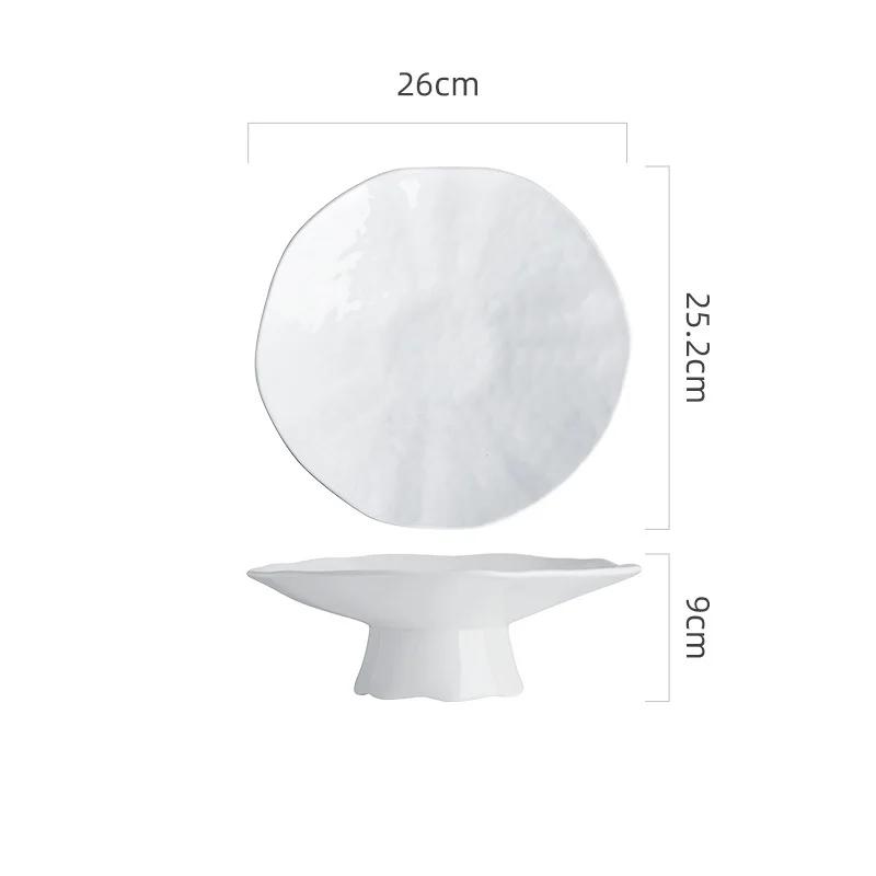Ceramic Plate High Footed Dessert Plate Snack Plates Salad Plates Pasta Dish Serving Plate Molecular Cuisine Kitchen Tableware