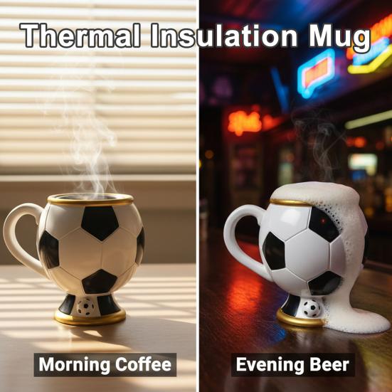 Soccer Ball Mug, Resin Coffee Beer Cup for Football Fans, Large Capacity Heat Resistant Fan Collectible Mug, Party Gift