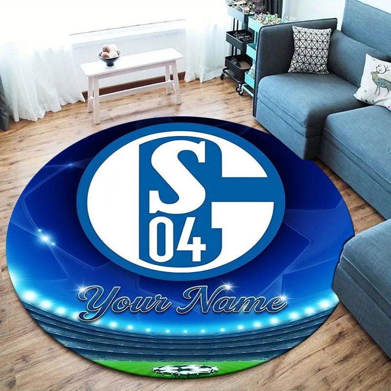 FC Schalke 04 Custom Name Round Area Rug,Carpet Rug for Living Room Bedroom Sofa Playroom Decor,Non-slip Floor Mat