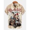 Camisa Nueva para Hombre Estilo Hawaiano Ruta 66 Calle Clásica Camiseta de Manga Corta Impresa en 3D Música Rock Solapa Talla Grande Hombre Ropa Vintage