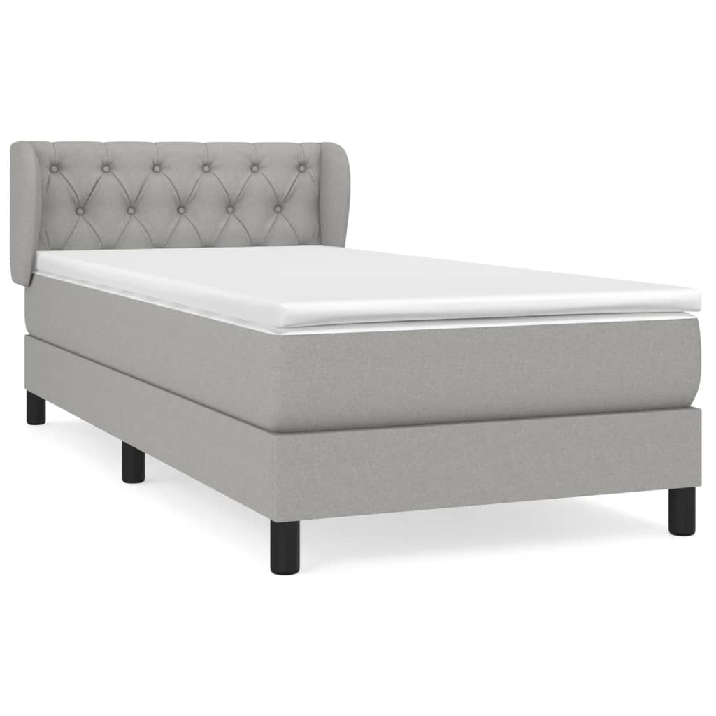 Box Spring Bed with Mattress Light Grey 80 x 200 cm Fabric