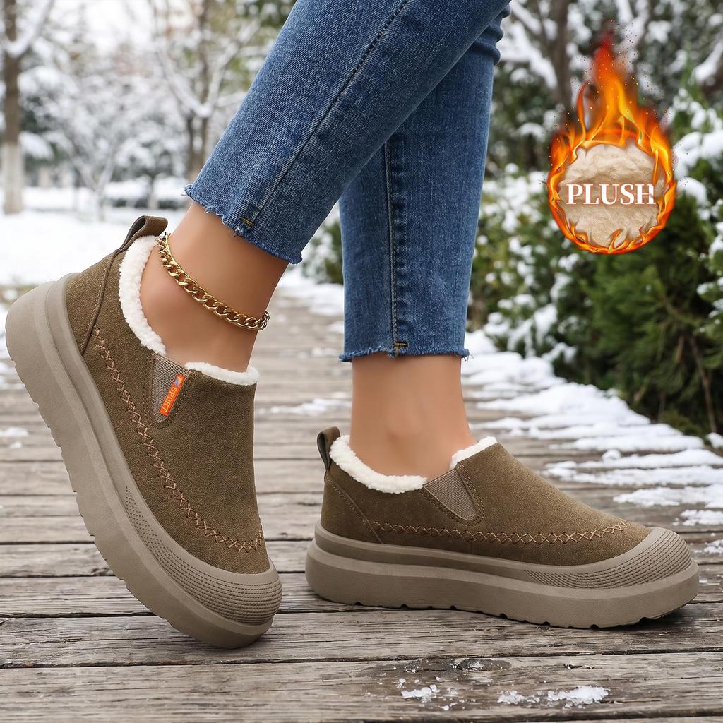 Winter Velvet Thick-Soled Women's Snow Boots - Soft, Comfortable, Large Size, Versatile, Shallow Mouth Casual Shoes