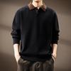 Men's High-End Heavyweight Cotton Color Block Polo Sweater - 2025 Spring/Autumn Collection