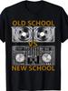 Herren Vintage DJ T-Shirt Old School Vs New School Musik Battle Tee Plattenspieler DJ Ausrüstung Druck Retro Clubwear DJs Produzenten...