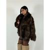 Cappotto da Donna in Eco Pelliccia di Volpe Collo Ampio Spesso Caldo Morbido Peluche Giacca Corta Larga Lusso Capo Invernale
