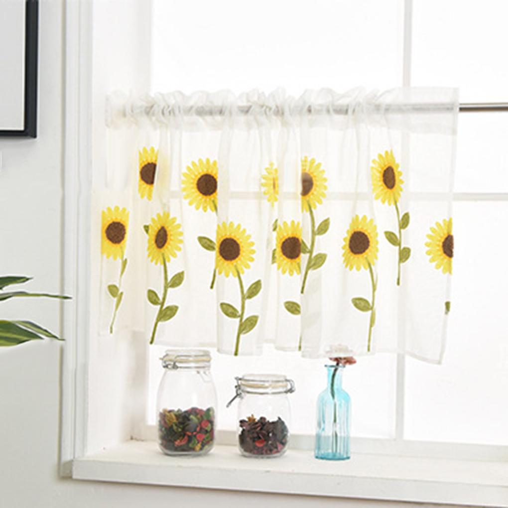 Sunflower Half Curtains Decorative Polyester Living Room Drape Valance Balcony Drapes Screening Home Decoration 0.8x0.5m