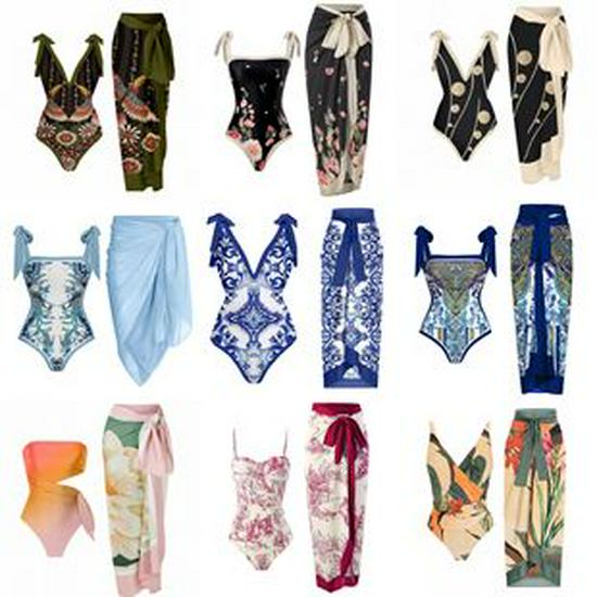 2025 European & American Sexy One-Piece Skirted Swimsuit for Resort Beachwear