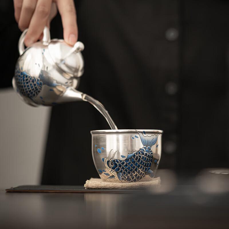 Gilded Silver Arowana Ceramic Kung Fu Tea Master Cup
