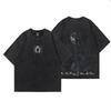 Anime Vintage Wash T-shirts Heren Griffith Print Gewassen T-shirt Harajuku Oversized Katoenen T-shirt Katoen Streetwear Unisex Top