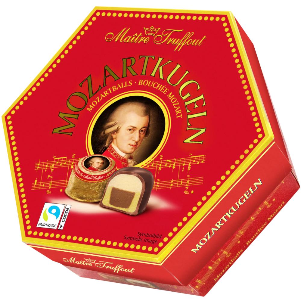 MaitreTruffout Mozartkugeln Luxus-Pralinen mit Marzipan und Haselnüssen in Zarter Vollmilchschokolade 300 g