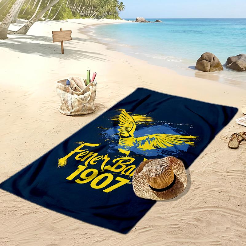 Fenerbahce Bedrucktes Schnelltrocknendes Strandtuch Super Saugfähig Weich Leichtes Badetuch für Pool Sommer Reisen