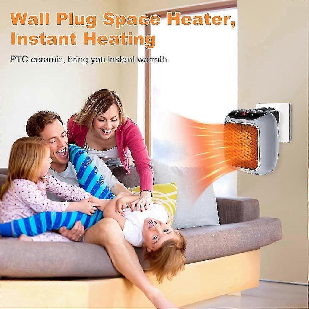Portable Heater, 800W Ceramic Plug in Heater, Space Electric Fan Heater with Remote Control, 12H Timer, LED Display, 2 Heat Setting