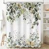 Elegant Green Leaf and Butterfly Shower Curtain for Bathroom Decoration - Waterproof and Durable Design for Stylish Home Upgrade
