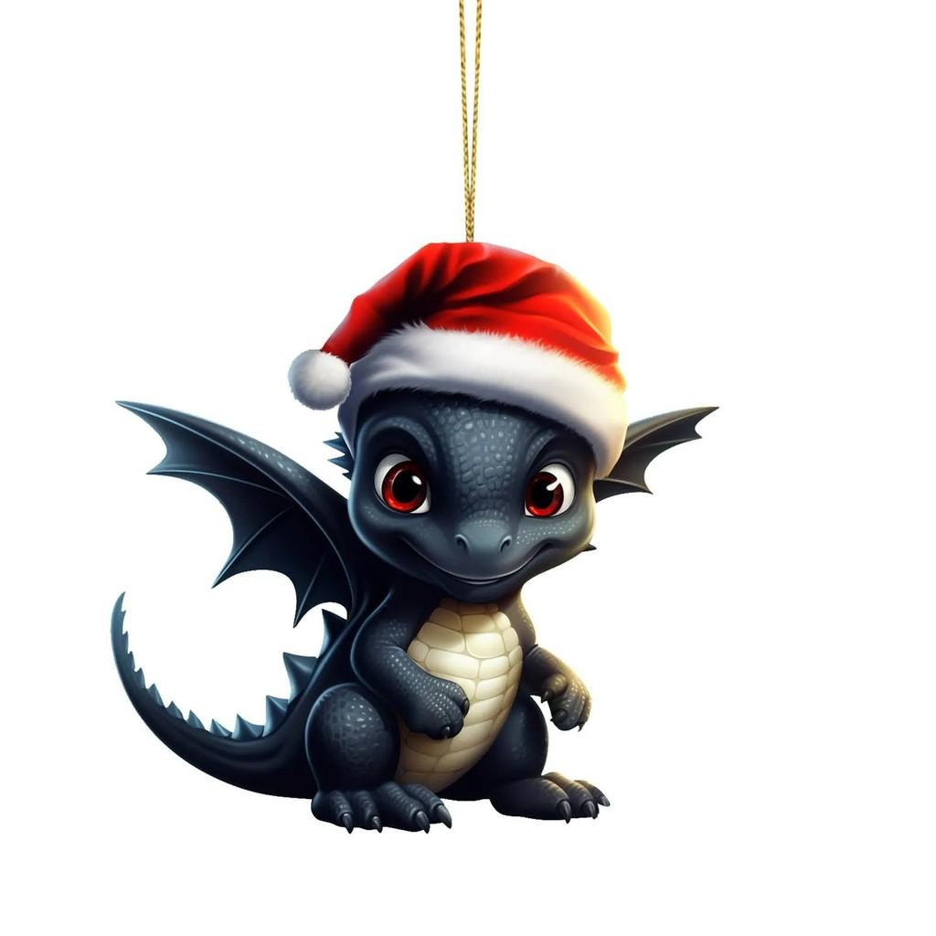 Charming Cartoon Christmas Dragon Car Decor Bright Festive Hanging Ornament Homes For