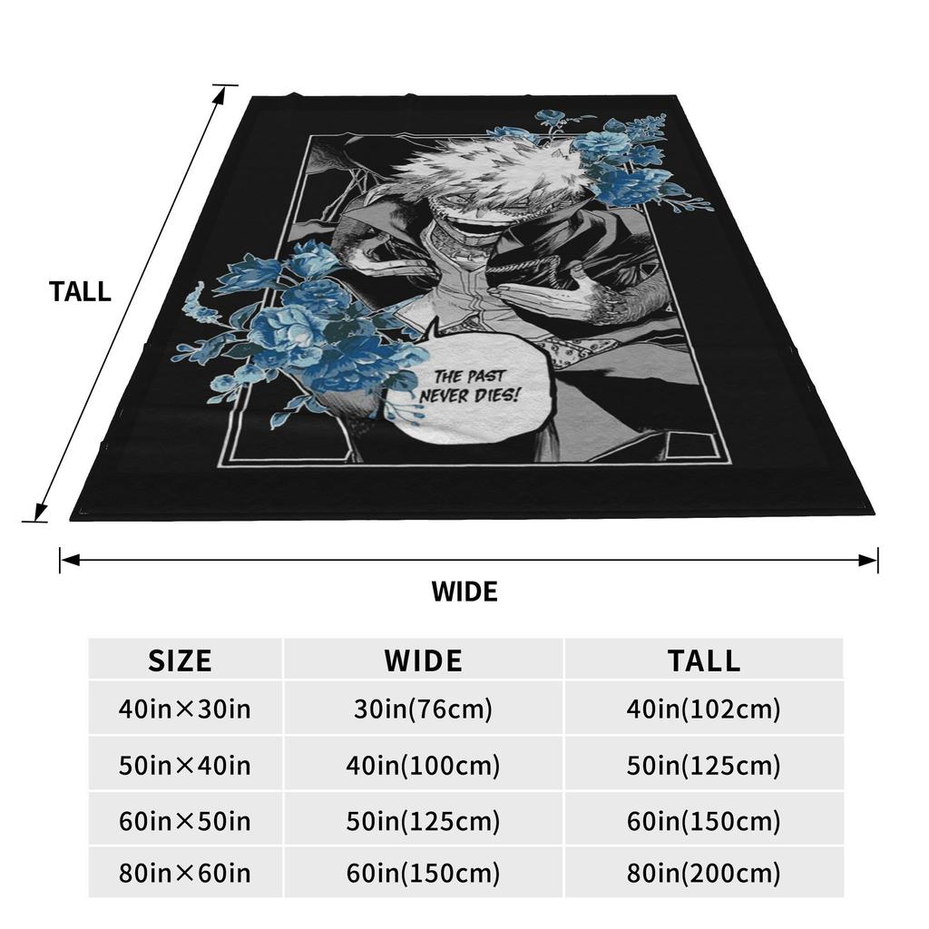 Flannel Throw Blanket My Hero Academia Dabi Anime Blue Flowers Warm Plush Blankets Soft Bedspread for Bed Home Travel Couch