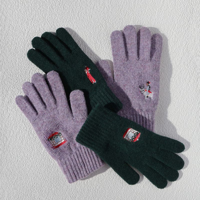 leegamgak Christmas in Joseon gloves (wool) - Deep green