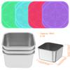 4Pcs 2/6oz Snack Container Stainless Steel Salad Box with Silicone Lids Leakproof Portable Stackable Dressing Food Storage Box
