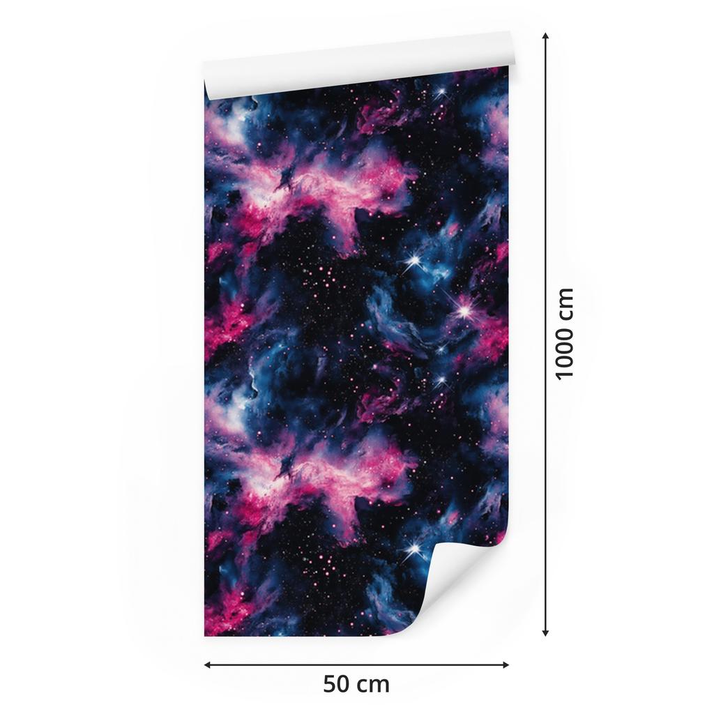Watercolor Galaxy Wallpaper Navy Blue, Black, Blue and Purple 50x1000