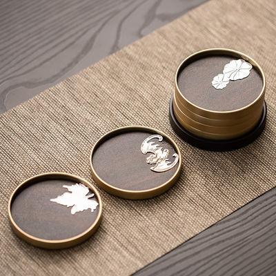 6pcs Tea Mat High-end Light Luxury Household Anti-scald Cup Mat Kitchen Insulation High-end Tabletop Tea Ceremony Round