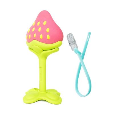 Anju 3D Frucht-Beißring + Silikonclip-Halter (zufällige Lieferung), Düse, Erdbeer-Beißring (Zufällige Clip-Lieferung), Koreanische Babyprodukte