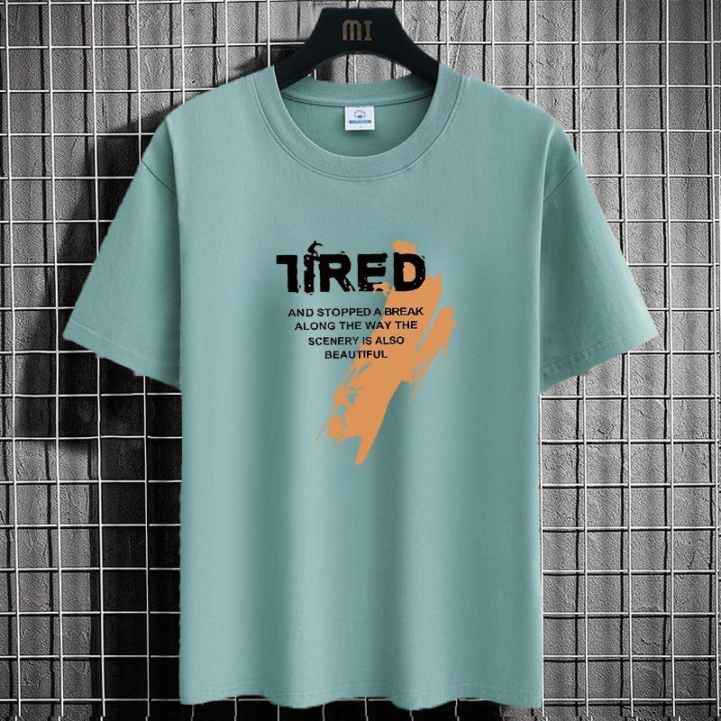 Summer Short-sleeved T-shirt Men's Round Neck Printed Top Plus Size Short-sleeved Men's T-shirt Bottoming Shirt