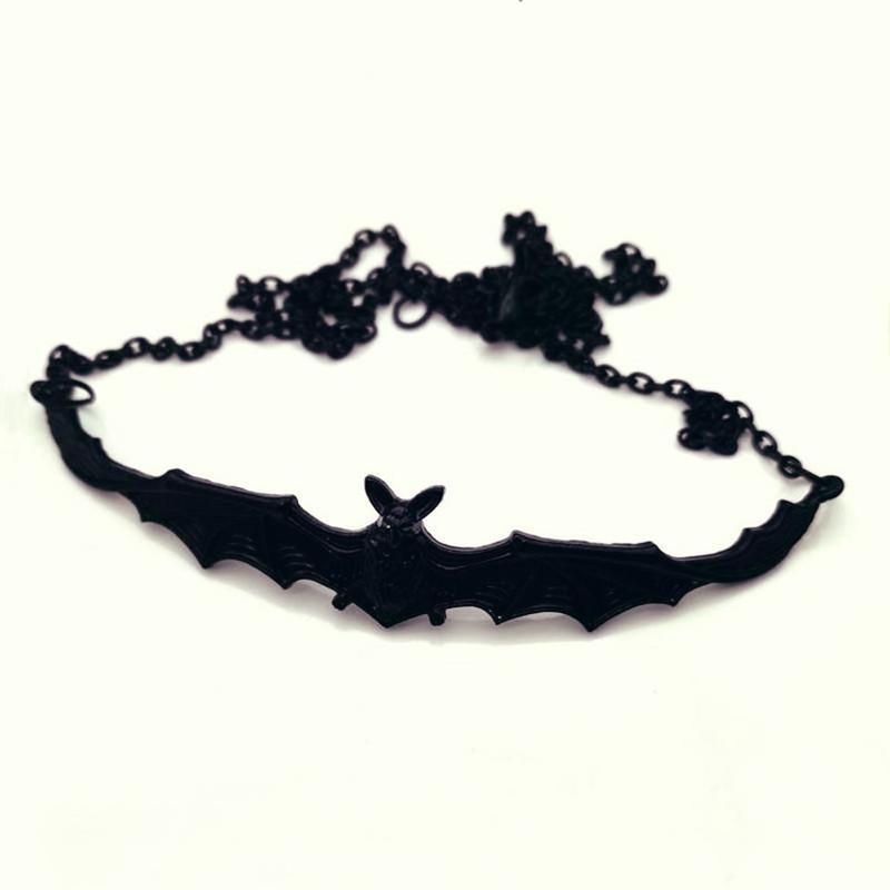 Gothic Black Bat Necklace With Alloy Chain For Fashion Ol Women Men