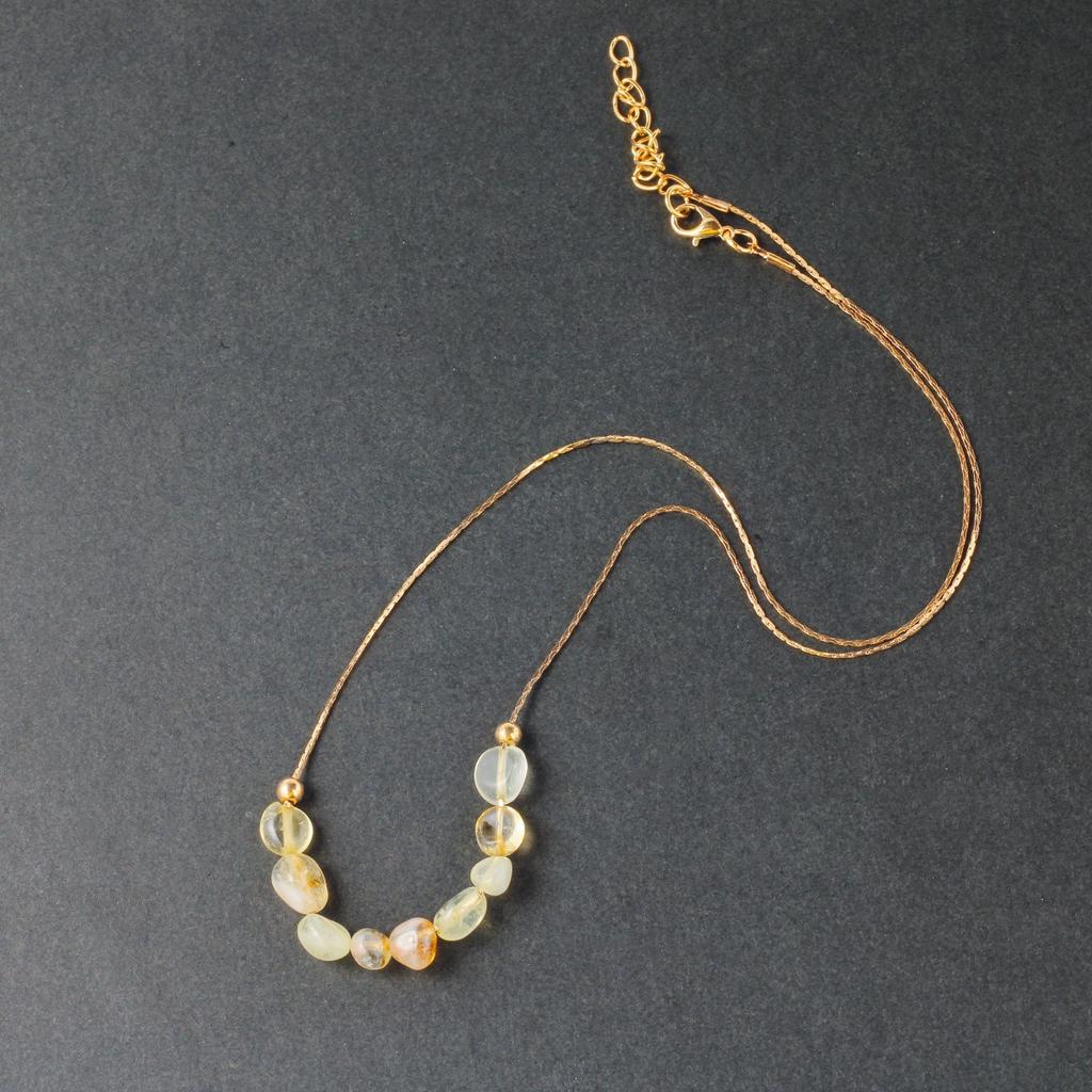 New fresh and sweet bead string ocean wind stone woven collarbone chain adjustable blue tiger eye necklace