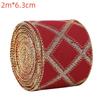 2M Red Green Christmas Ribbon Hot Stamped Linen Printed Christmas Polyester Ribbons New Years Home Decoration Bow Gift Packing